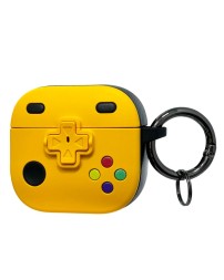 Силиконовый чехол для AirPods 4 с карабином (gameboy) жёлтый