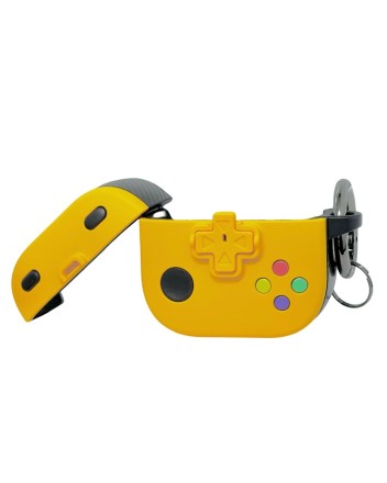  Силиконовый чехол для AirPods 4 с карабином (gameboy) жёлтый