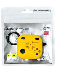 Силиконовый чехол для AirPods 4 с карабином (gameboy) жёлтый