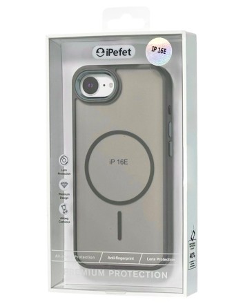  Накладка для i-Phone 16E iPefet case MagSafe силикон матовый бока серые