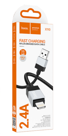  Usb Кабель-зарядка Lightning Hoco X110 1м силиконовый черный