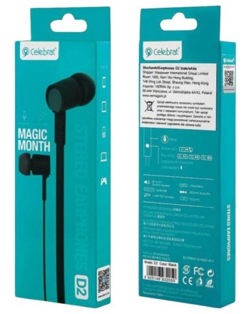  Наушники с микрофоном Celebrat D2 1.2м плоские черные