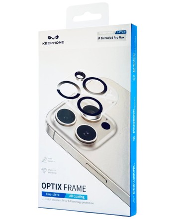  Защитное стекло i-Phone 16 Pro/16 Pro Max на камеру Keephone Optix Frame прозрачное