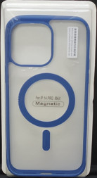 Накладка для i-Phone 14 Pro Max 6.7&quot; Magsafe силикон прозрачный бока синяя