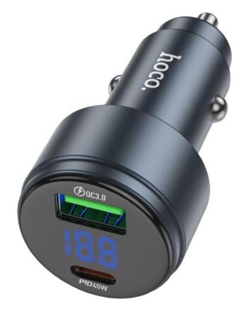  Автомобильное заряд. устр. Hoco Z57B 1USB/1C 63W серый