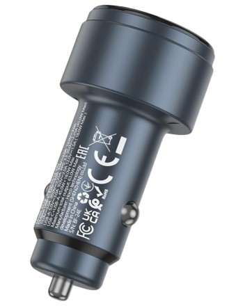  Автомобильное заряд. устр. Hoco Z57B 1USB/1C 63W серый