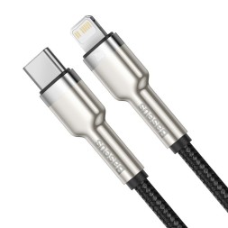 Кабель-зарядка Type-C на Lightning Baseus Cafule Metal 2м (CATLJK-B01) 20W черный