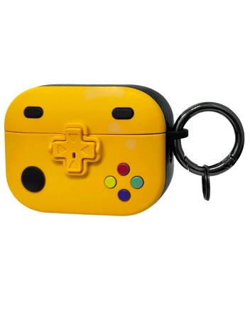  Силиконовый чехол для AirPods Pro 2 c карабином (gameboy) жёлтый