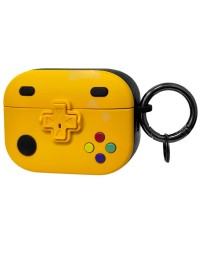 Силиконовый чехол для AirPods Pro 2 c карабином (gameboy) жёлтый