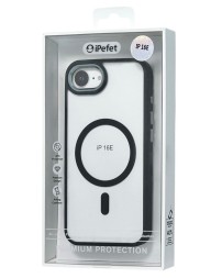 Накладка для i-Phone 16E iPefet case MagSafe силикон прозрачный бока черные