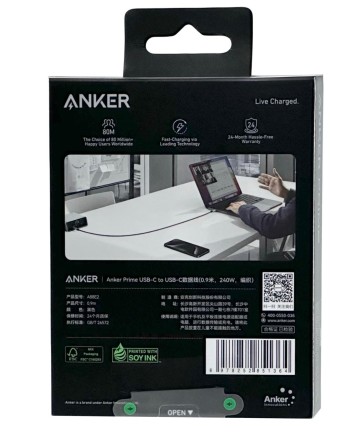  Usb Кабель-зарядка Type-C на Type-C Anker Prime (A88E2611) 240W 0.9м черный