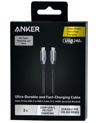 Usb Кабель-зарядка Type-C на Type-C Anker Prime (A88E2611) 240W 0.9м черный