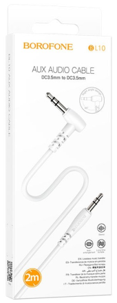  Аудиокабель AUX 3.5мм Borofone BL10 1м угловой силиконовый белый