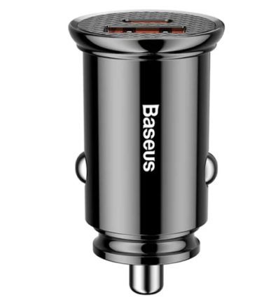  Автомобильное заряд. устр. Baseus Circular Plastic 1USB/1C 30W CCALL-YS01 черное