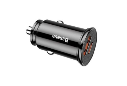  Автомобильное заряд. устр. Baseus Circular Plastic 1USB/1C 30W CCALL-YS01 черное