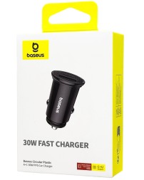 Автомобильное заряд. устр. Baseus Circular Plastic 1USB/1C 30W CCALL-YS01 черное