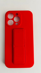 Накладка для iPhone 13 Pro 6.1&quot; кожаная с держателем для руки красная
