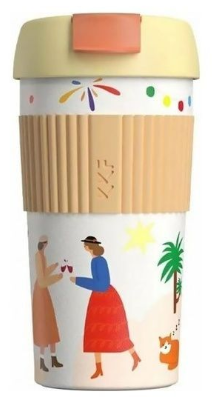  Термокружка Kiss Kiss Fish Rainbow 490ml бело-оранжевый с узорами