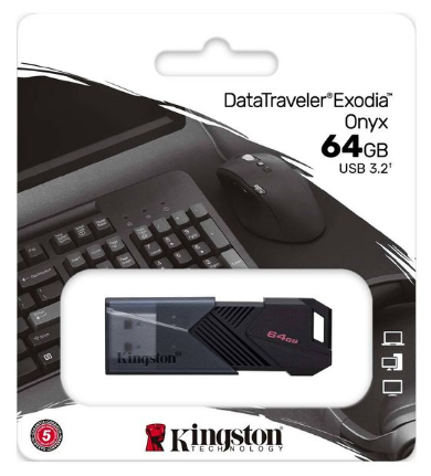  3.0/3.2 USB флеш накопитель Kingston Exodia Onix 64GB (DTXON/64GB) черный