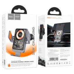 Держатель в автомобиль в воздуховод c беспроводной зарядкой Hoco HW7 15W черный