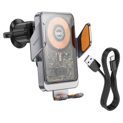 Держатель в автомобиль в воздуховод c беспроводной зарядкой Hoco HW7 15W черный