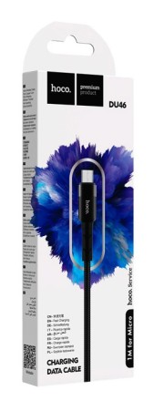  Usb Кабель-зарядка Micro Hoco DU46 2.4A 1.2м в нейлоновой оплетке черный