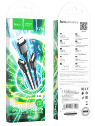 Usb Кабель-зарядка Hoco X76 3в1 Micro/Lightning/Type-C 1м черный