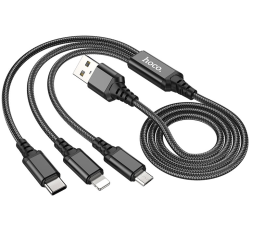Usb Кабель-зарядка Hoco X76 3в1 Micro/Lightning/Type-C 1м черный