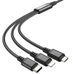 Usb Кабель-зарядка Hoco X76 3в1 Micro/Lightning/Type-C 1м черный