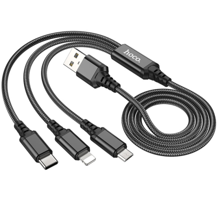  Usb Кабель-зарядка Hoco X76 3в1 Micro/Lightning/Type-C 1м черный