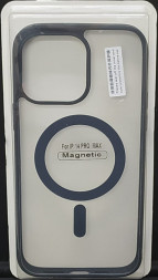 Накладка для i-Phone 14 Pro Max 6.7&quot; Magsafe силикон прозрачный бока черная