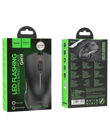  Мышь проводная Hoco GM19 Enjoy RGB 1.4м черная