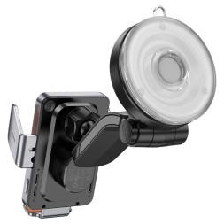 Держатель c беспроводной зарядкой на торпеду Hoco HW8 15W с зажимом серый