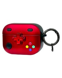 Силиконовый чехол для AirPods Pro 2 c карабином (gameboy) красный