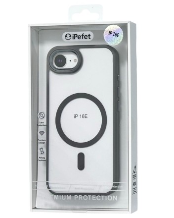  Накладка для i-Phone 16E iPefet case MagSafe силикон прозрачный бока серые