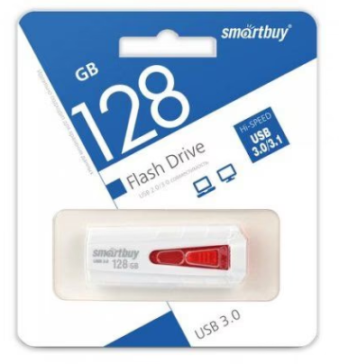  3.0 USB флеш накопитель Smartbuy 128GB IRON White/Red (SB128GBIR-W3)