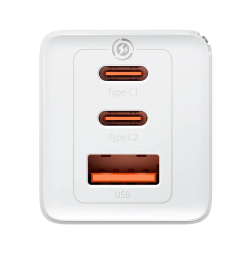 Сетевое зар. устр. Baseus GaN5 Pro Fast Charger 1USB+2C 65W CCGP120202 белое