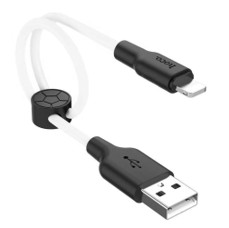 Usb Кабель-зарядка Lightning Hoco X21 Plus 2.4A 25см мягкий силиконовый белый