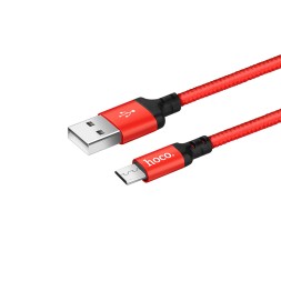 Usb Кабель-зарядка Micro Hoco X14 Times speed 1м в тканевой оплётке красный