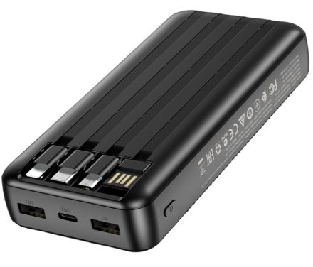  Powerbank Borofone BJ20A 20000mAh 2USB/1C с проводом Type-C/Micro/Lightning черный
