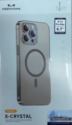 Накладка для i-Phone 15 Pro Max Keephone X-Crystal Magsafe прозрачный