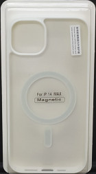 Накладка для iPhone 14 Max 6.7&quot; Magsafe силикон прозрачный бока белая
