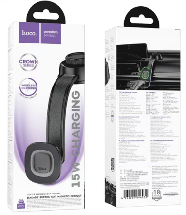  Держатель c беспроводной зарядкой на торпеду Hoco HW31 15W магнитный черный