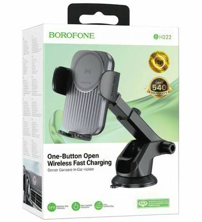  Держатель в автомобиль на торпеду Borofone BH222 с зажимом черный