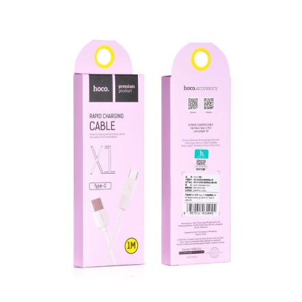  Usb Кабель-зарядка Type-C Hoco X1 Rapid Rapid 3A 1м силиконовый белый
