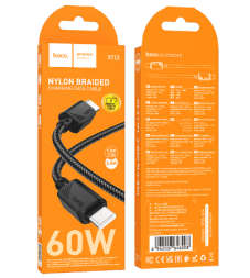 Usb Кабель-зарядка Type-C на Type-C Hoco X113 60W 1м силиконовый черный