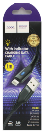  Usb Кабель-зарядка Lightning Hoco DU08 2.4A 1м черный