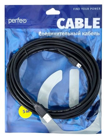  Кабель USB2.0 (папа)-MiniUSB (папа) Perfeo (U4305) 5м