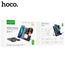 Беспроводное зарядное устройство 3in1 смартфон/Watch/AirPods Hoco CQ1 15W черное