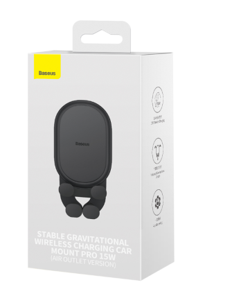  Держатель в автомобиль в воздуховод Baseus Stable Gravitational 15W (SUWX030001) черный